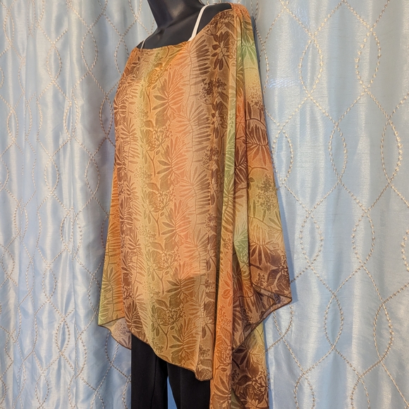 Tops - DJT Floral Sheer Poncho Top